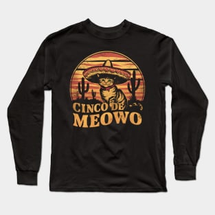 Cinco De Meowo Funny Cinco De Mayo Cat Men Long Sleeve T-Shirt